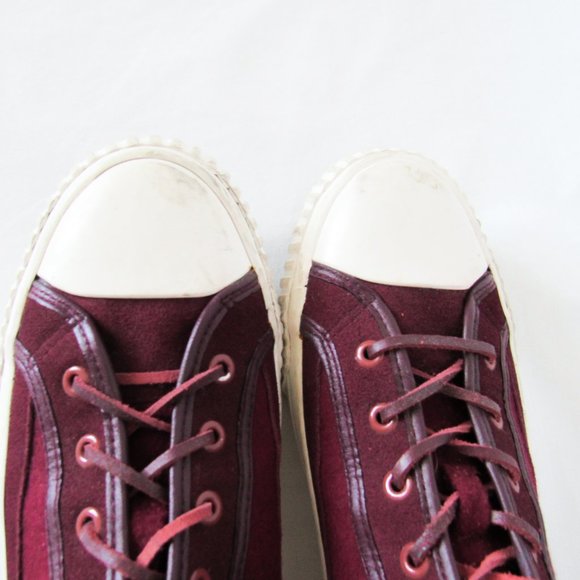 BATA BULLETS Hi Top Wool Leather Sneakers in Maroon Red Size Mens 8, Womens 9 - Picture 4 of 16
